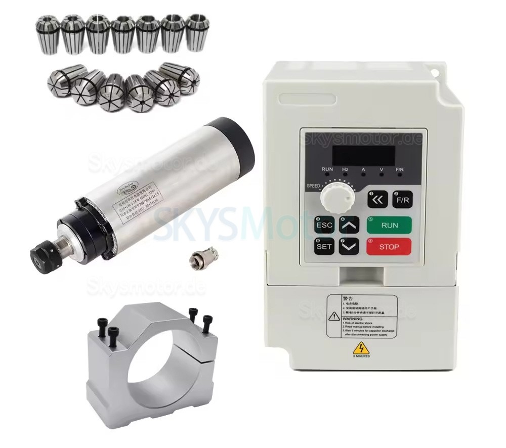 2,2kW 110V/220V luftgek&uuml;hlter Spindelmotor Satz 80-2.2KW-ER20 + H100-2.2 mit Spindelantrieben (Frequenzumrichter) und 13 ER20-Spannzangen